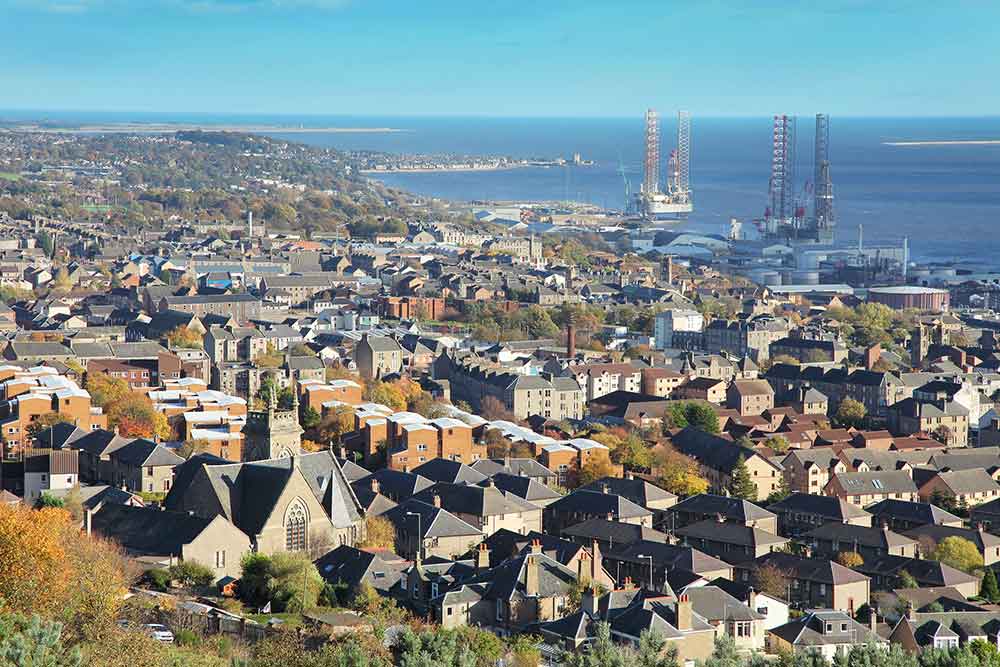 Dundee city aerial view